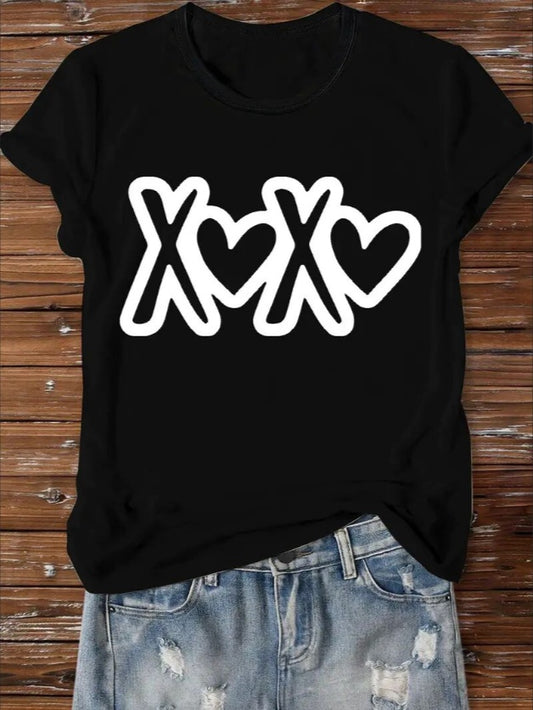 Love Valentine's Day T-Shirt,  Fashion Casual T-Shirt, Short-Sleeved T-Shirt, XOXO TShirt,